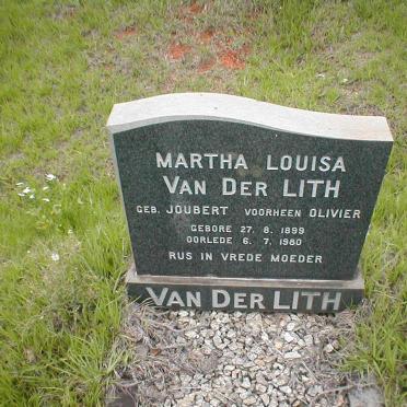 LITH Martha Louisa, van der formerly OLIVIER  nee JOUBERT 1899-1980