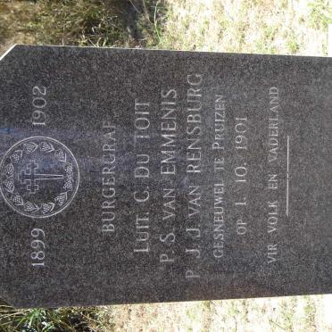TOIT Christoffel, du 1872-1901 :: JANSE VAN RENSBURG Petrus Johannes 1881-1901 :: VAN EMMENES Petrus Stefanus -1901 