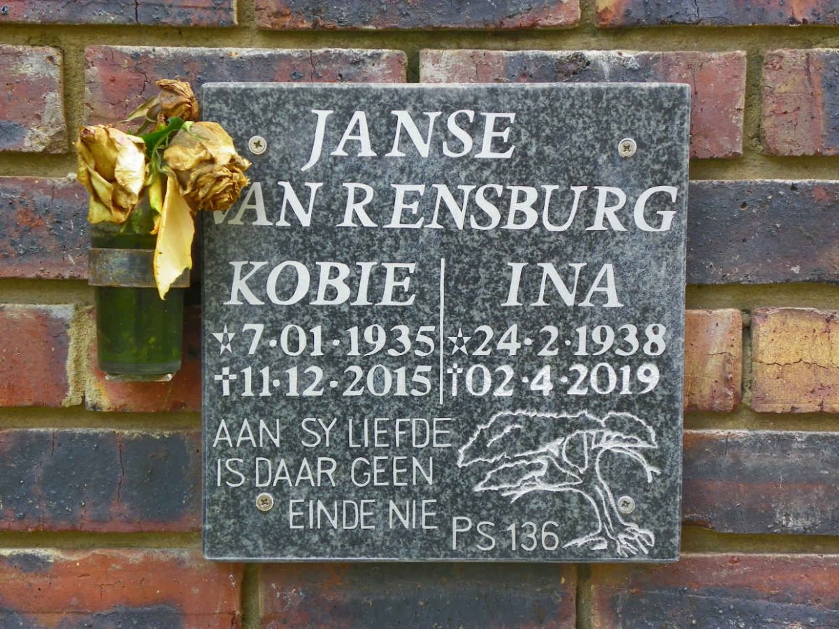 RENSBURG Kobie, Janse van 1935-2015 & Ina 1938-2019