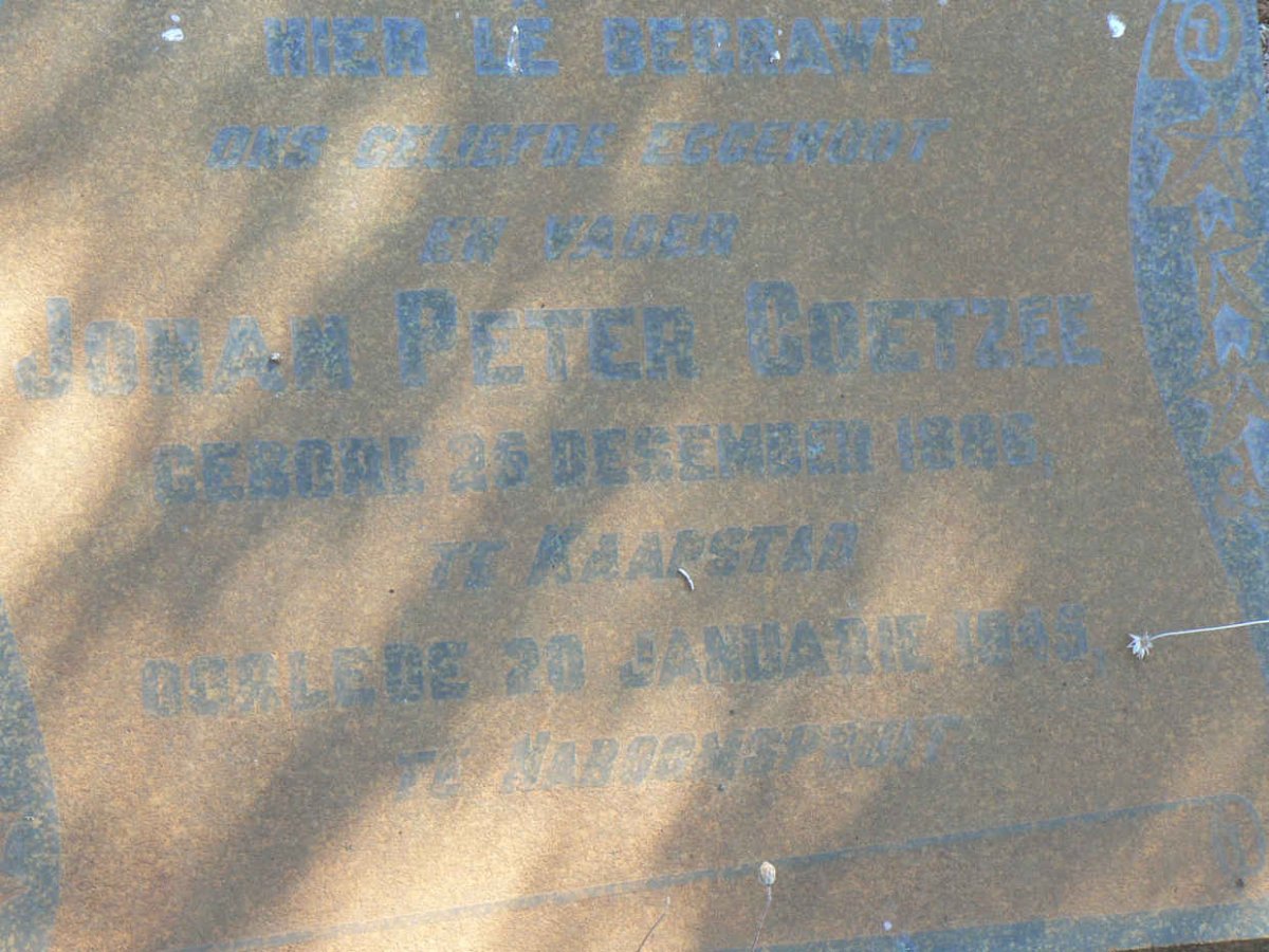 COETZEE Johan Peter 188?-1945