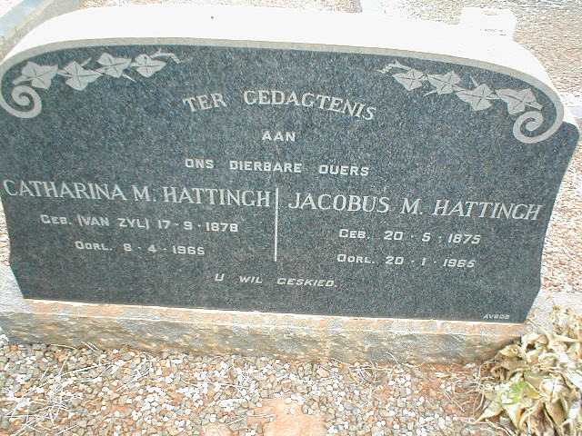 HATTINGH Jacobus M. 1875-1965 & Catharina M. VAN ZYL 1878-1965