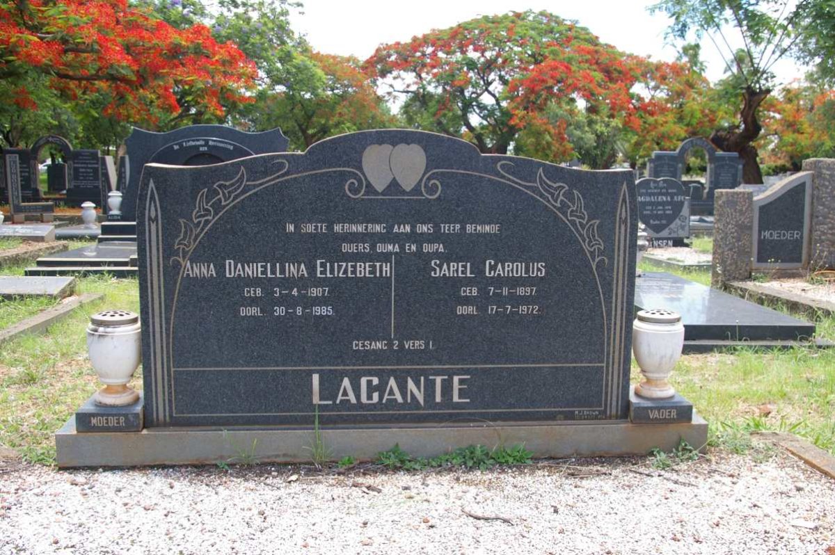 LACANTE Sarel Carolus 1897-1972 & Anna Daniellina Elizebeth 1907-1985