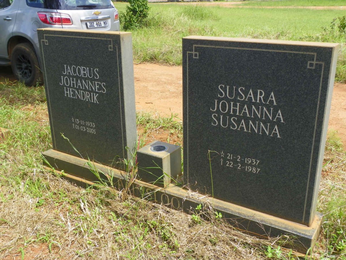PRINSLOO Jacobus Johannes Hendrik 1933-2005 & Susara Johanna Susanna 1937-1987
