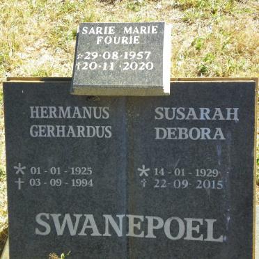 SWANEPOEL Hermanus Gerhardus 1925-1994 &amp; Susarah Debora 1929-2015 :: FOURIE Sarie Marie 1957-2020