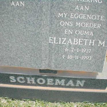 SCHOEMAN Elizabeth M. 1937-1993