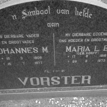 VORSTER Johannes M. 1909-1977 &amp; Maria L. E.  KORFF 1916-1973