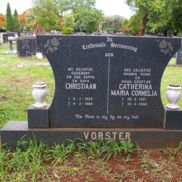 VORSTER Christiaan 1920-1986 &amp; Catherina Maria Cornelia 1921-1996