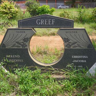 GREEF Barend Christoffel 1924-1986 &amp; Christina Jacoba 1925-2003