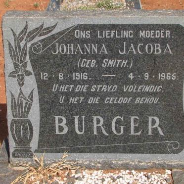 BURGER Johanna Jacoba nee SMITH 1916-1965