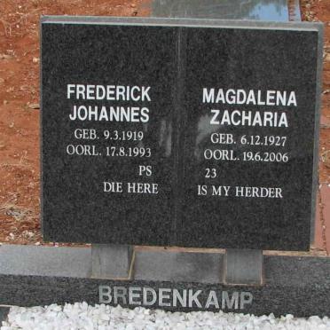 BREDENKAMP  Frederick Johannes 1919-1993 &amp; Magdalena Zacharia 1927-2006