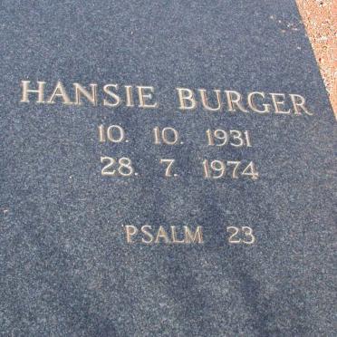 BURGER Hansie 1931-1974