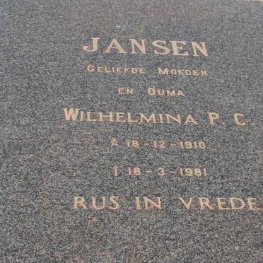 JANSEN Wilhelmina P.C. 1910-1981