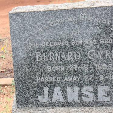 JANSEN Bernard Cyril 1935-1959