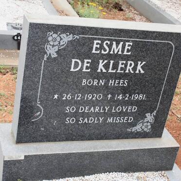 KLERK Esmé, de nee HEES 1920-1981