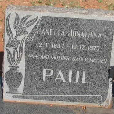 PAUL Janetta Jonathina 1907-1970