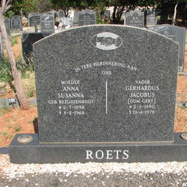 ROETS Gerhardus Jacobus 1890-1978 &amp; Anna Susanna BEZUIDENHOUT 1898-1968