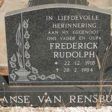 RENSBURG Frederick Rudolph, Janse van 1918-1984
