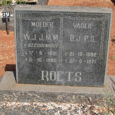 ROETS B.J.P.S. 1892-1971 &amp; W.J.J.M.M. BEZUIDENHOUT 1891-1966