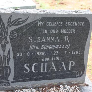 SCHAAP Susanna R. nee SCHOONRAAD 1926-1965