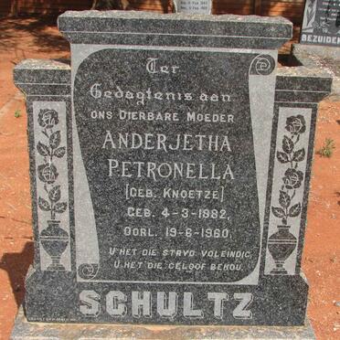 SCHULTZ Anderjetha Petronella nee KNOETZE 1882-1960