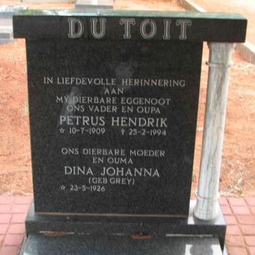 TOIT Petrus Hendrik, du 1909-1994 &amp; Dina Johanna GREY 1926-