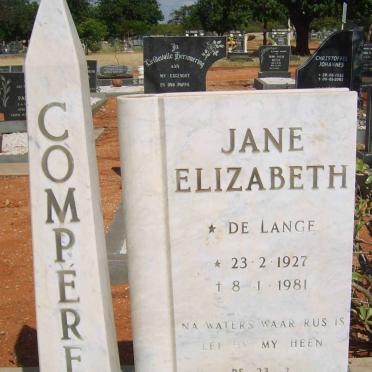 COMPERE Jane Elizabeth nee DE LANGE 1927-1981