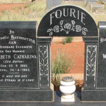 FOURIE Willem Jacobus 1889-1987 &amp; Elizabeth Catharina BOTHA 1905-1963