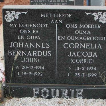 FOURIE Johannes Bernardus 1914-1992 &amp; Cornelia Jacoba 1924-1999