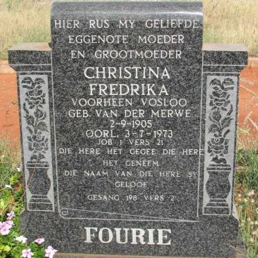 FOURIE Christina Fredrika, formerly VOSLOO nee VAN DER MERWE 1905-1973