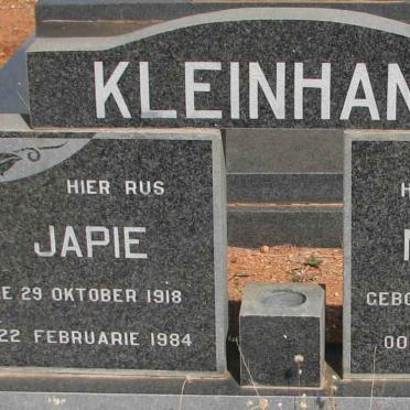 KLEINHANS Japie 1918-1984 &amp; Nettie 1921-1993