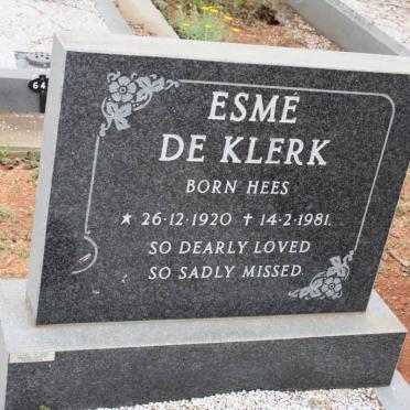 KLERK Esmé, de nee HEES 1920-1981