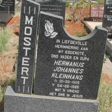 MOSTERT Hermanus Johannes Kleynhans 1905-1985