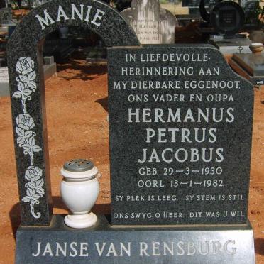 RENSBURG Hermanus Petrus Jacobus, Janse van 1930-1982