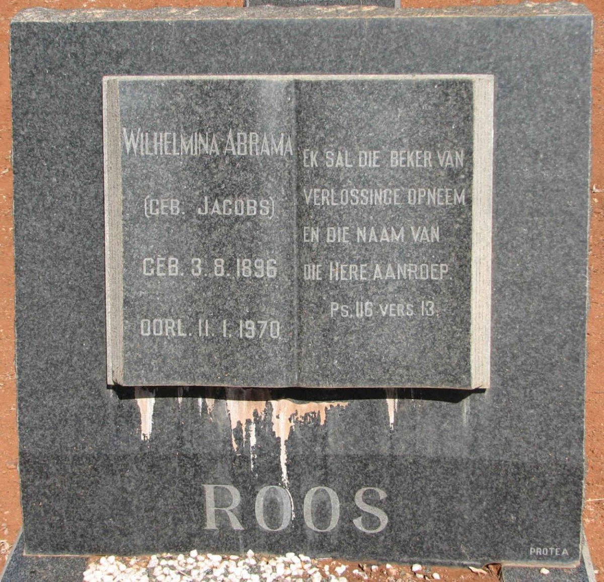 ROOS Wilhelmina Abrama nee JACOBS 1896-1970