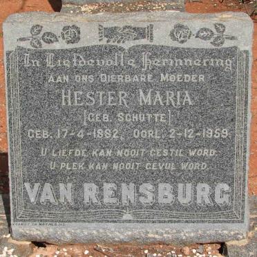 RENSBURG Hester Maria, van nee SCHUTTE 1882-1959
