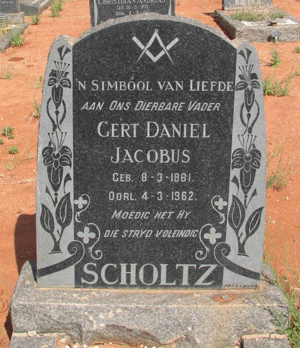 SCHOLTZ Gert Daniel Jacobus 1861-1962