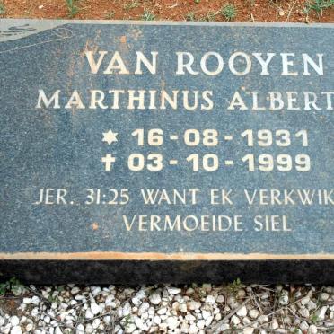 ROOYEN Marthinus Albertus, van 1931-1999