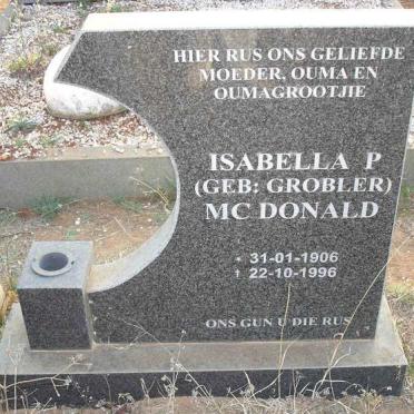 McDONALD Isabella P. nee GROBLER 1906-1996