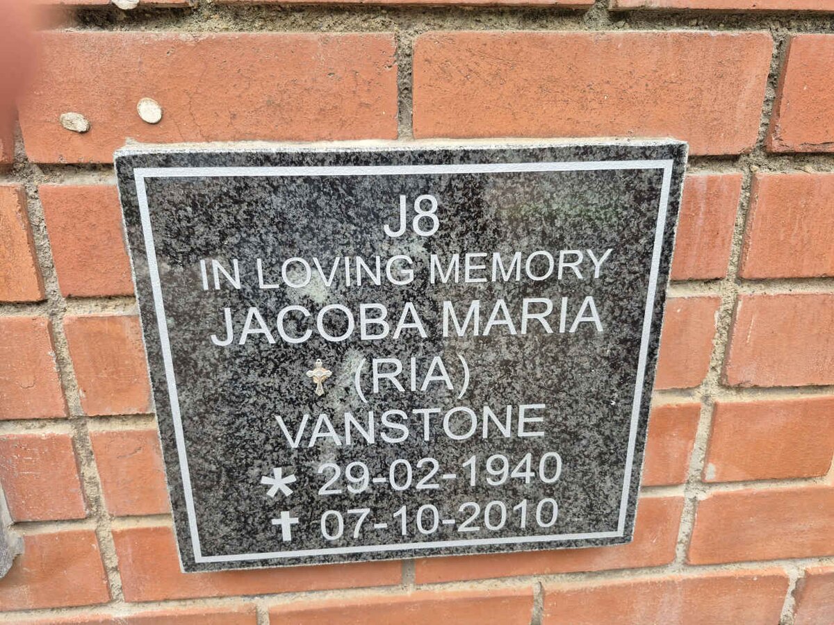 VANSTONE Jacoba Maria 1940-2010