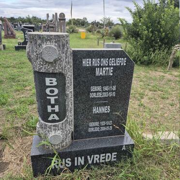 BOTHA Hannes 1926-2006 & Martie 1940-2003