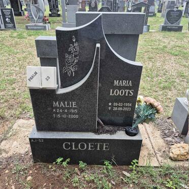 CLOETE Malie 1915-2000 :: CLOETE Maria LOOTS 1954-2023
