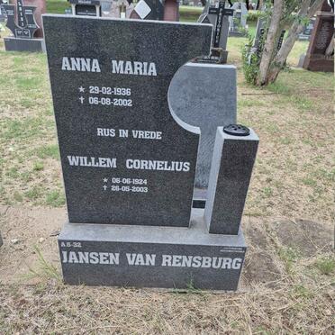 RENSBURG Willem Cornelius, Jansen van 1924-2003 & Anna Maria 1936-2002