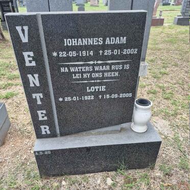 VENTER Johannes Adam 1914-2002 & Lotie 1922-2005