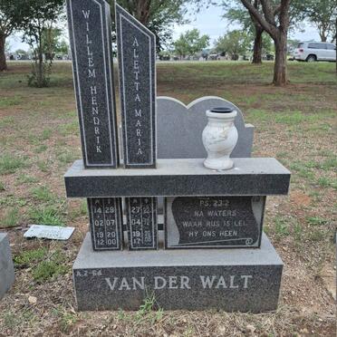 WALT Willem Hendrik, van der 1912-2000 & Aletta Maria 1917-2008