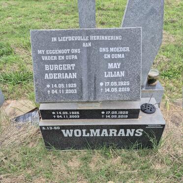 WOLMARANS Burgert Aderiaan 1925-2003 & May Lilian 1925-2019