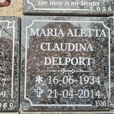 DELPORT Maria Aletta Claudina 1934-2014