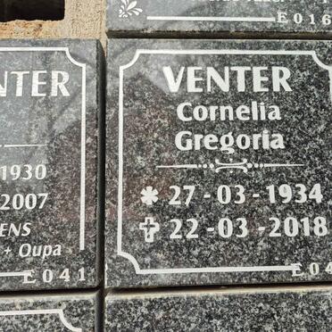 VENTER Cornelia Gregoria 1934-2018