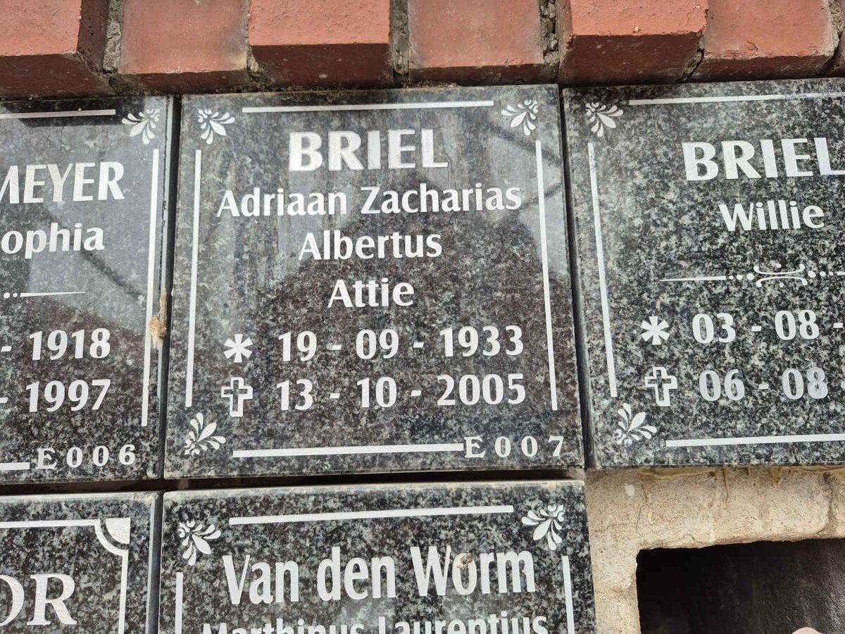 BRIEL Adriaan Zacharias Albertus 1933-2005 