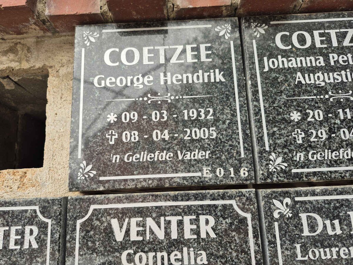 COETZEE George Hendrik 1932-2005