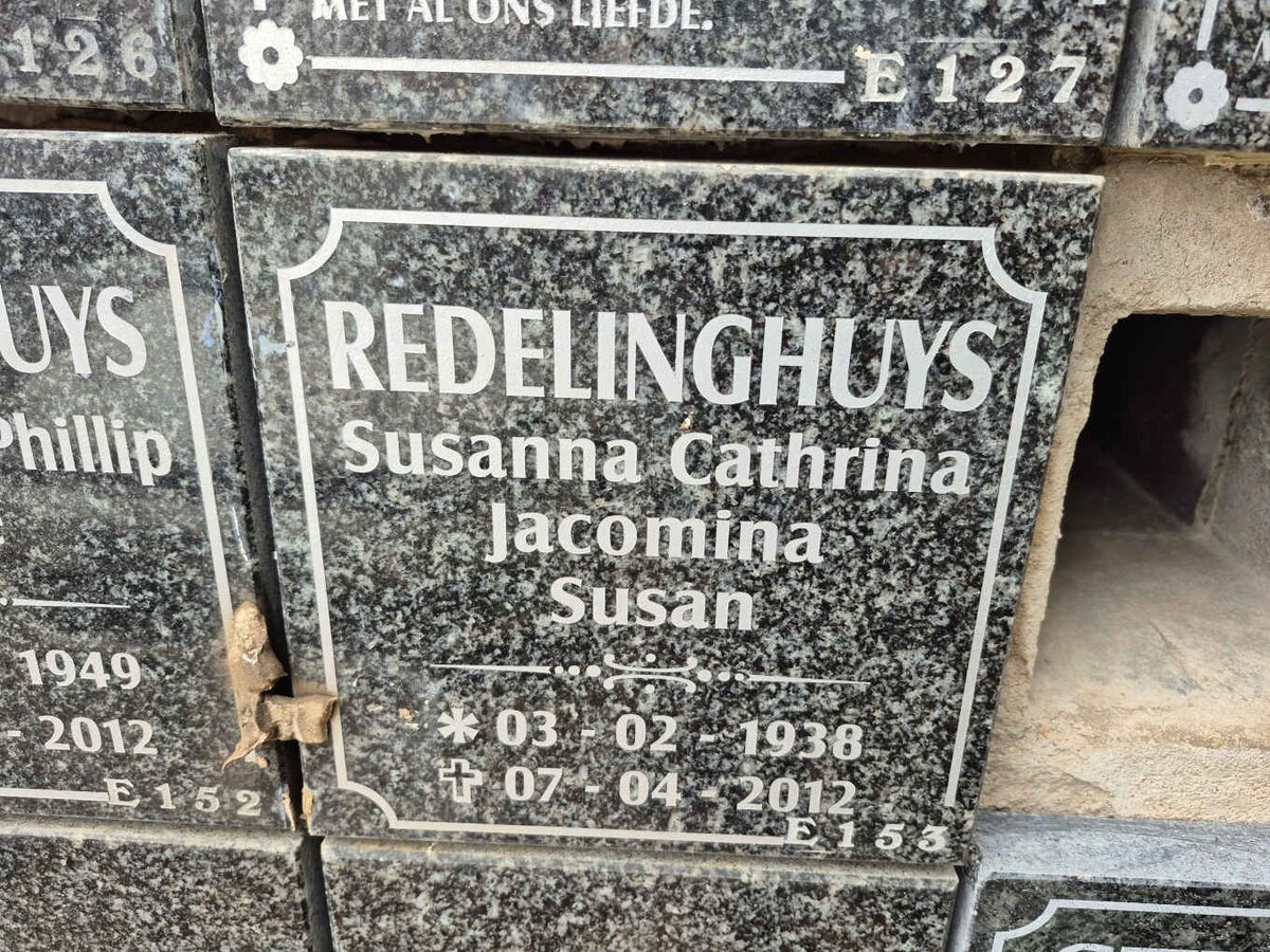 REDELINGHUYS Susanna Cathrina Jacomina 1938-2012 